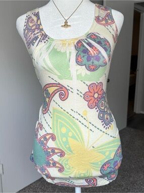 Sleeveless Floral Paisley Colorful Y2K 2000s Racerback Women’s Medium Tank